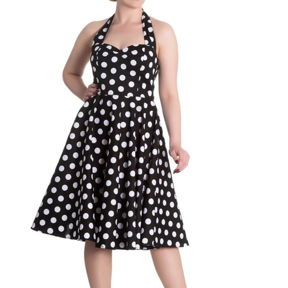 Hell Bunny Dresses & Skirts - Hell Bunny Black & White Polka Dot Halter Swing Mini Dress